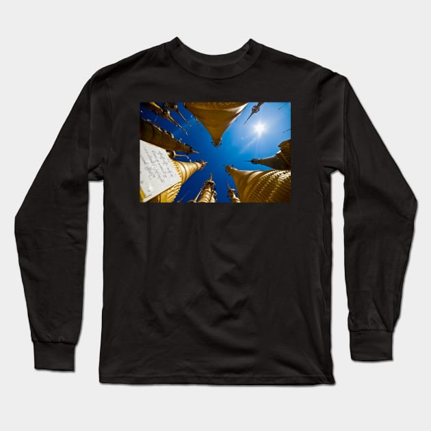 The sky seen from temples in Bagan, Myanmar Long Sleeve T-Shirt by Lieyim